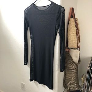 American Apparel Black Micro-Mesh Mini Dress